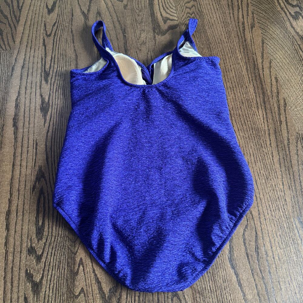 Catalina Women Solid Violet Blue Purple Textured One Piece Swim Suit Size 20W - Picture 2 of 7